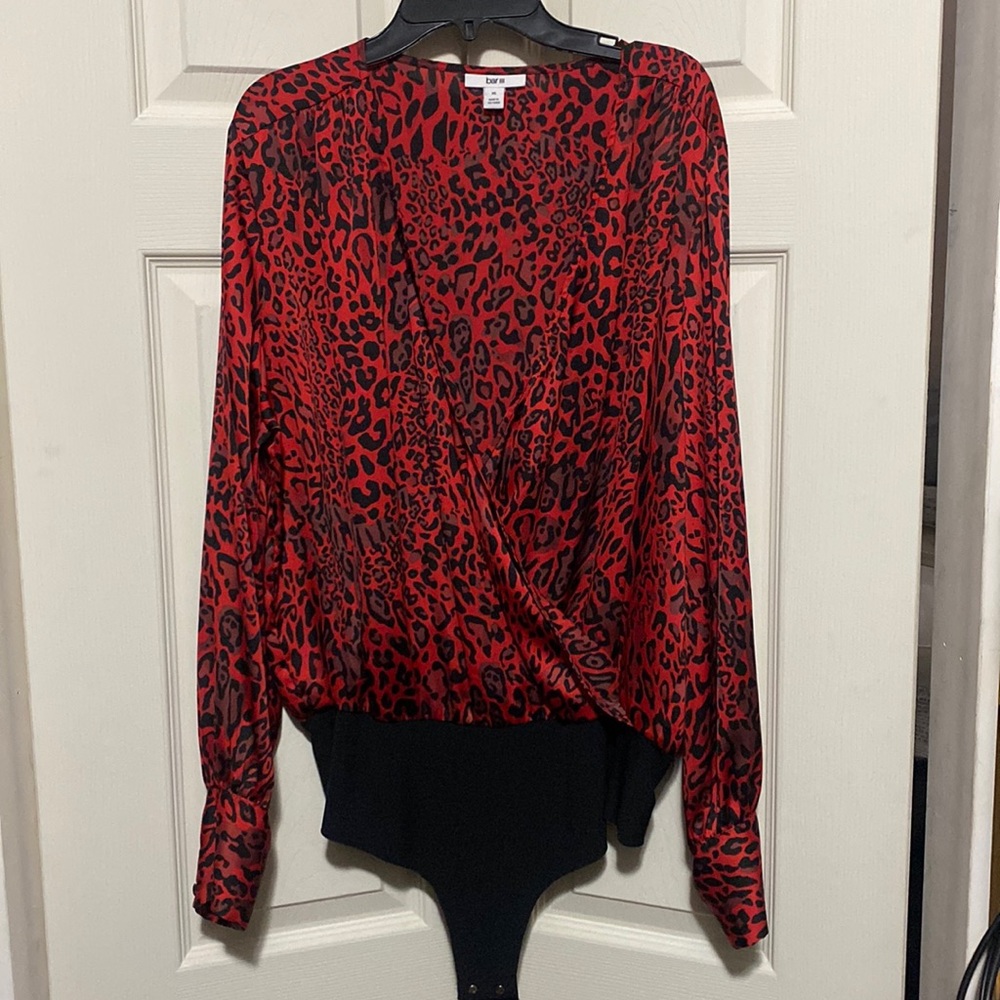 Woman’s Animal Print Long Sleeve Thong Bodysuit